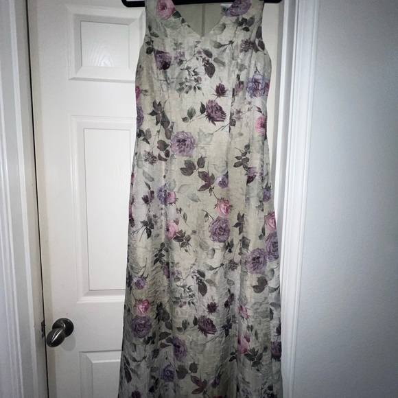 SL Fashions Purple and Pink Floral Maxi Dress - Picture 1 of 3